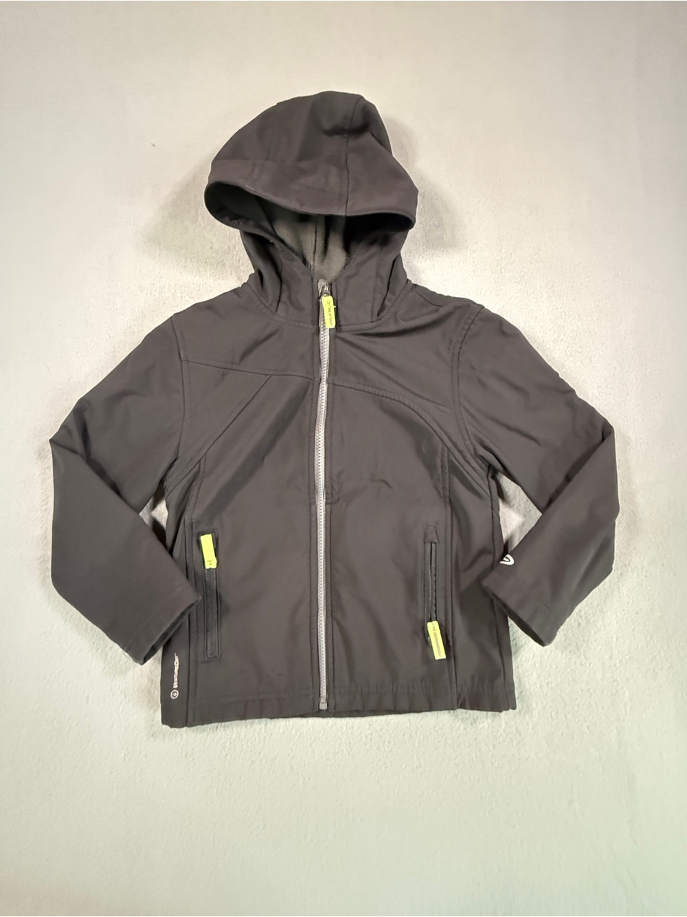 Champion Kids Hooded Raincoat - Gray with Neon Yellow Accents